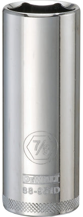 DeWALT DWMT88951OSP Drive Socket, 7/8 in Socket, 1/2 in Drive, 6-Point, Vanadium Steel, Polished Chrome